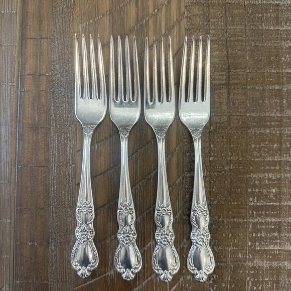 1847 Rogers Bros Heritage Dinner Forks Set of 4 Silverplate Flatware IS 1953 - Picture 1 of 10